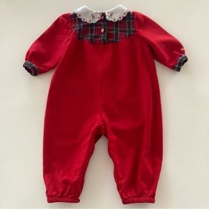 Vintage Oshkosh USA Baby Girl 18 Months Holiday Christmas Red Romper